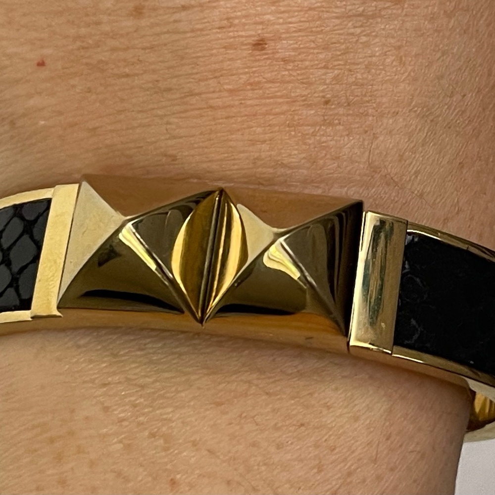 Michael Kors Python Embossed Black Leather Gold T… - image 1